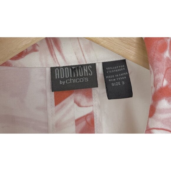 Additions by Chico's Cotton‎ Blend Floral Button Up 3/4 Slv Jacket Sz 3 Preppy - Picture 5 of 8